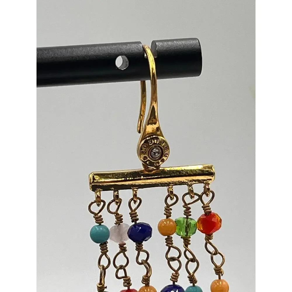 Henri Bendel Rainbow Multicolor‎ Bright Beaded Chandelier Pierced Earrings New